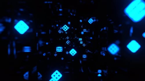 Blue Fantastic Space With Neon Elements Background Vj Loop In 4K