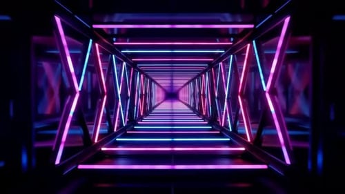 Cyberpunk Futuristic Neon Tunnel VJ Loop Background