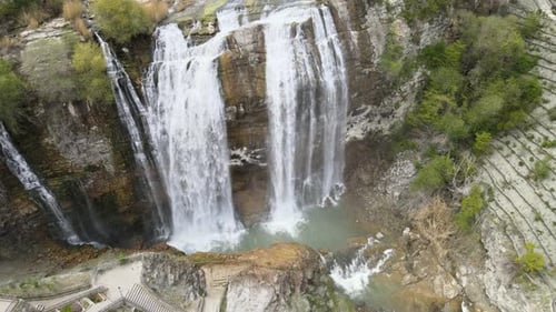 Majestic Waterfall Aerial View