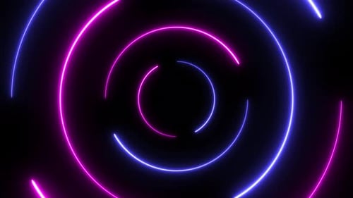 Animated Neon Glowing Circles Loop Background