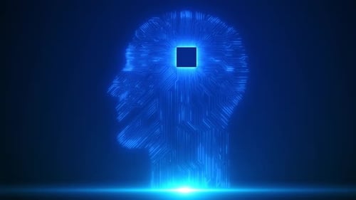 AI Mind Processor: Futuristic Digital Brain Circuitry Animation