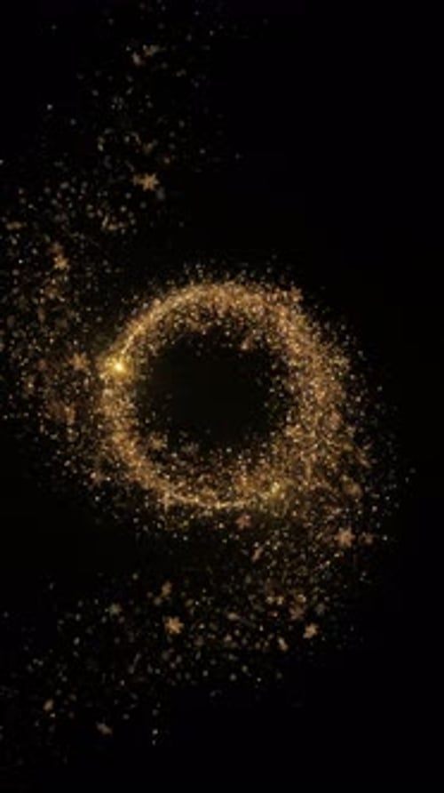 Glittering Gold Spiral Light Trail Animation Radiant Golden Dust Forms Flowing Spiral Light Trail