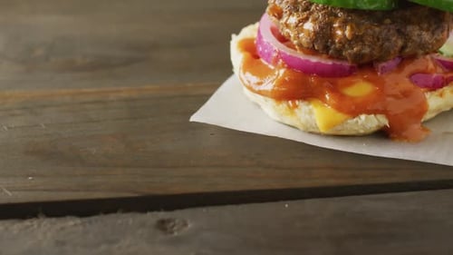 Burger with Red Onions and Tomato