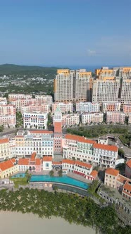 Aerial View of Sunset Town on Phu Quoc Island Vietnam