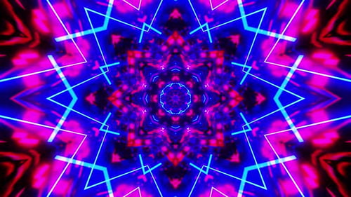 Dynamic abstract tunnel with vibrant neon blue and pink lights