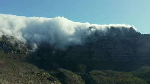 View Of Table Mountain In The Clouds In Cape Town, South Africa - static shot