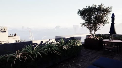 Modern Rooftop Terrace with Panoramic City View