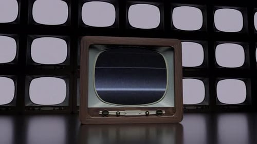 Vintage Television Screens with Static and Test Pattern Effects