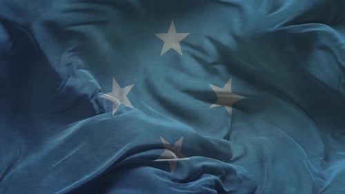 Abstract Blue Flag with Waving Stars Background