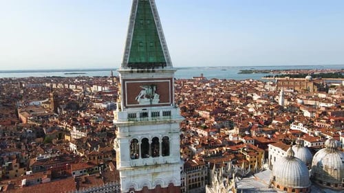 Venice Italy Saint Mark's Bell Tower Aerial Drone.mp4
