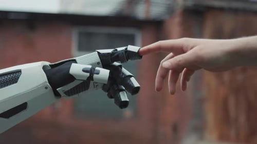 Robotic Arm and Human Hand Touching