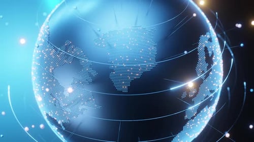Digital Earth Globe with Global Network Connections