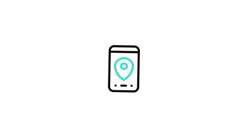 Animated Location Pin Icon within a Smartphone Device