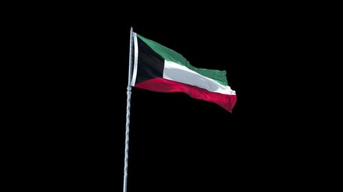 Realistic Waving Kuwait National Flag with Alpha Channel