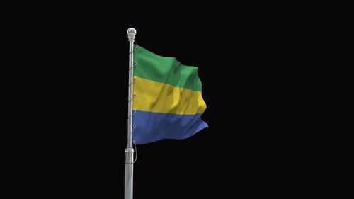 Gabon National Flag Waving Loop Animation
