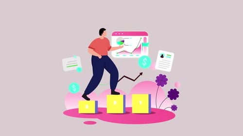 Flat Design Business Growth Analytics Animation