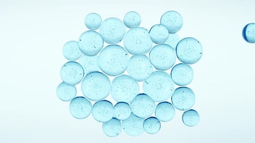 Blue Fluid Spheres Merge and Dissolve Abstract Animation