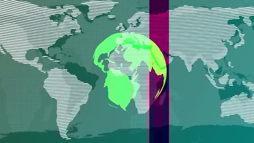 Animated Digital World Map with Rotating Globe for Global News