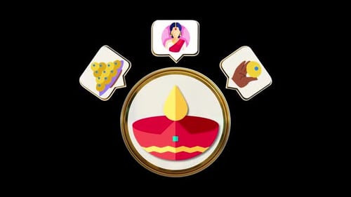 Diwali Diya Circle Icon Animation Loop