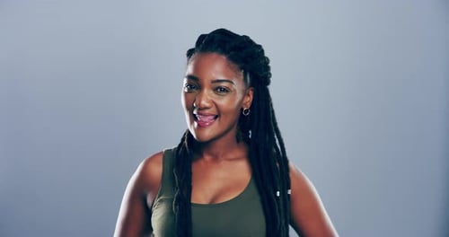 Smiling Woman Gives Two Thumbs Up Approval