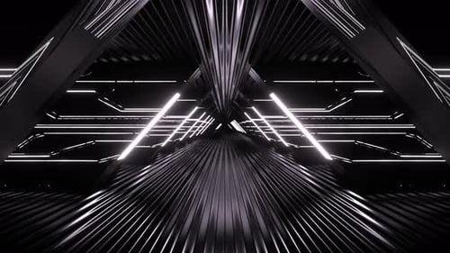 Weißer dunkler effektiver futuristischer Flur mit Strobe-Neonlicht-Hintergrund Vj Loop I 4K