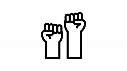 Animated Raised Fists Icon Flat Design