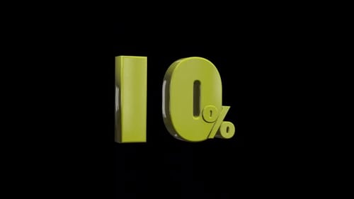 Animated 3D 10 Percent Rotating Symbol