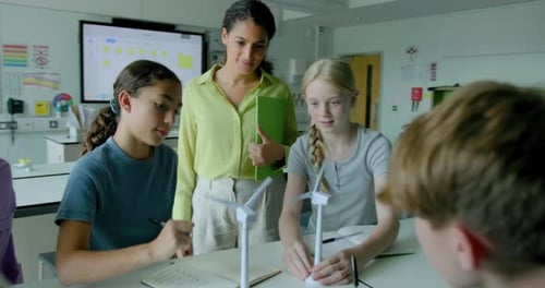 Students Learning About Renewable Energy in Classroom