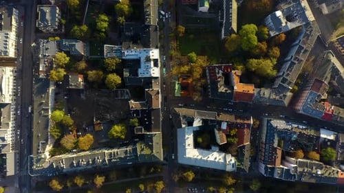 Aerial drone view of Krakow, Poland. Krakow, aerial view, Main Market Square