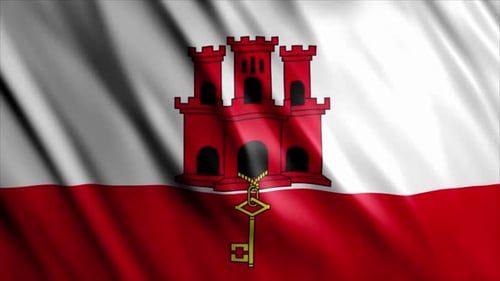 Seamless Loop of Gibraltar National Flag Waving in Wind