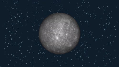 Animation of Mercury planet seen from space, Asteroids Cloud and cosmos, 1839