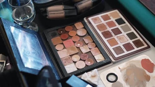 Assorted Makeup Palette Collection. Close up