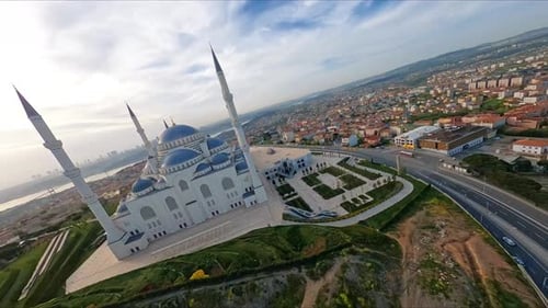 Drone Shot of Wonderful Blue Mosque in Istanbul Aerial View of Gorgeous Historical Architecture in