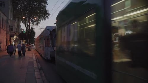 Night City Traffic and Tram Motion