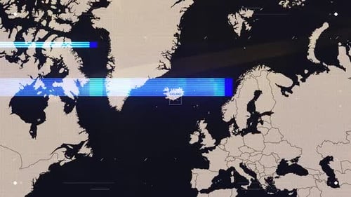 World Map Country Highlight with Digital Glitch Effects