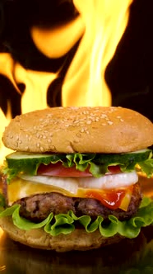 Burger with Flames
