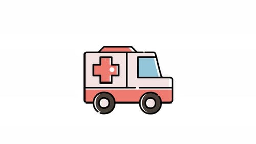 Animated Flat Design Ambulance Icon for Medical Concepts