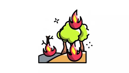 Icono animado de incendio forestal con canal alfa