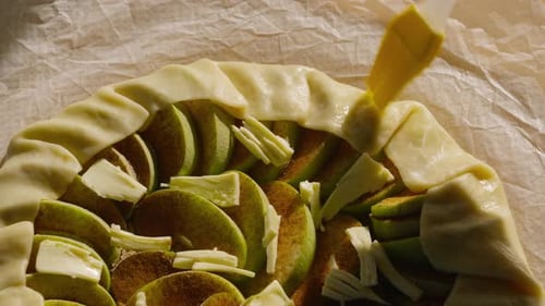 Close Up of Apple Pie Recipe Preparation