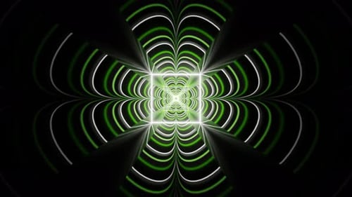 Green And White Neon Glow Clover Tunnel Background Vj Loop In 4K