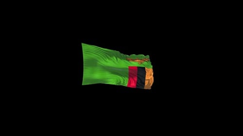 Zambia Flag Waving Seamless Loop Animation