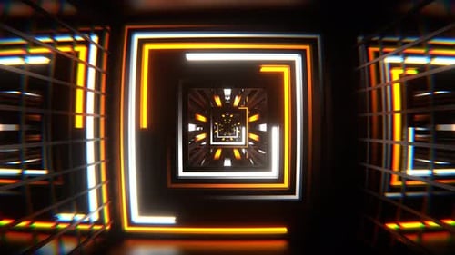 Orange And White Different Neon Lines Tunnel Background Vj Loop In 4K