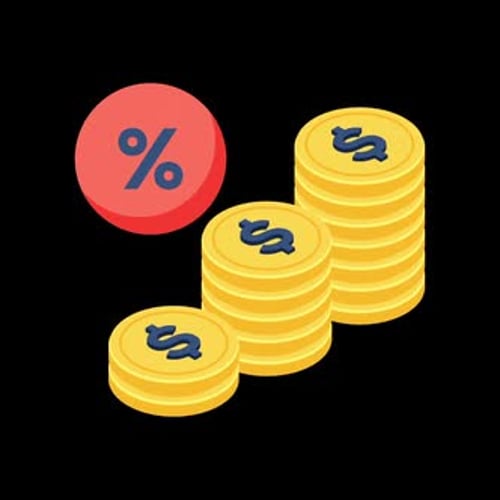 Animated Stacking Coins with Percentage for Financial Growth