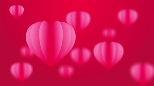 Animated Decorative Pink Paper Hearts Background Loop