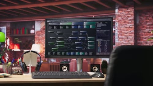 Código de programação no monitor do PC usado para desenvolver programas de software