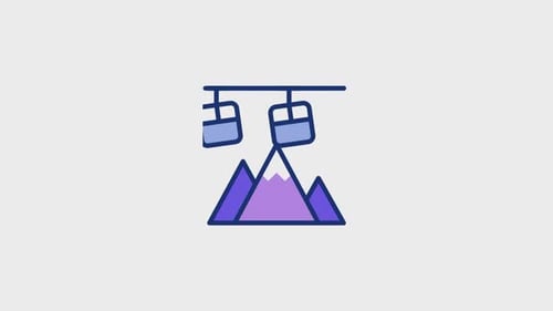 Animated Gondola Moving Over Mountains Flat Design Icon