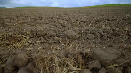 Fruchtbares Ackerland im Vorgriff auf die Aussaatsaison: Gepflügter Ackerboden, bereit für die Aussaat