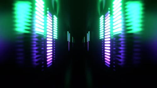 Turquoise And Purple Endless Tunnel With Neon Equalizer Background VJ Loop In 4K