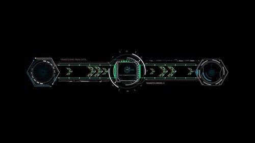 Futuristic Data Interface Display with Animated HUD Elements