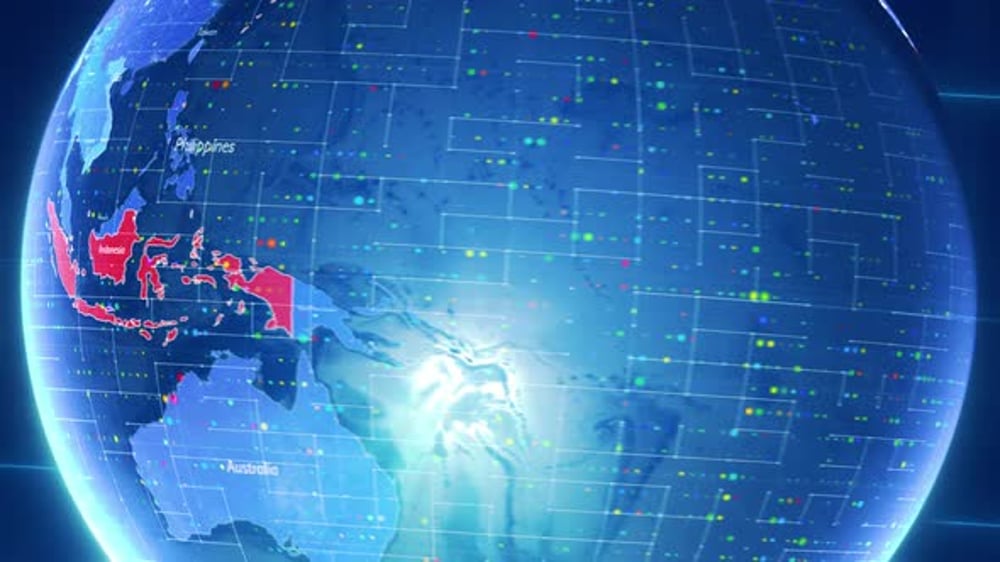 Futuristic Digital Earth Globe with World Map Zoom Animation ...